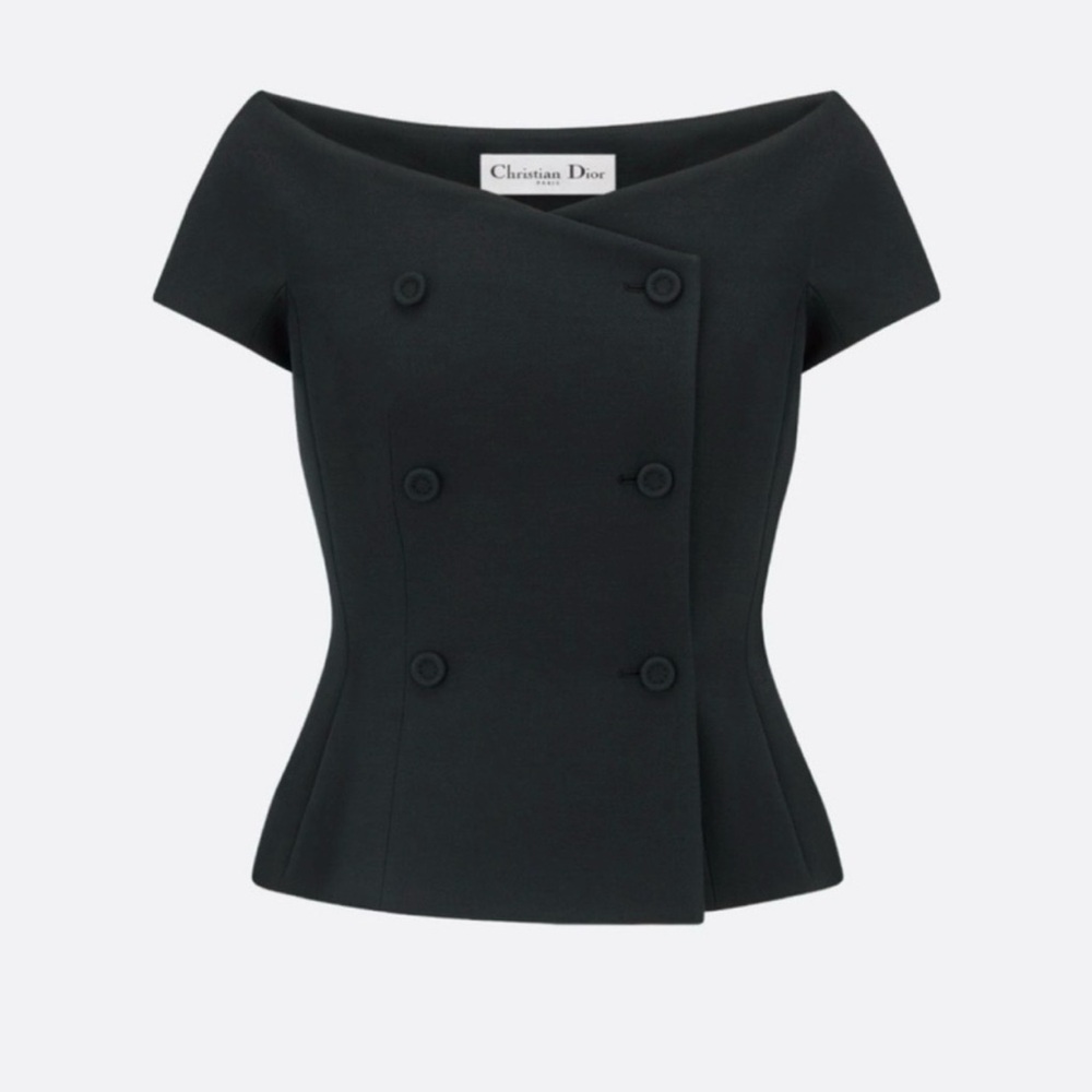 Dior Off-The-Shoulder Jacket
Black Double-Breasted Wool and Silk FR 36